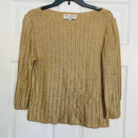 St. John gold chain look sweater Holidays Sz. 6 - Picture 1 of 5